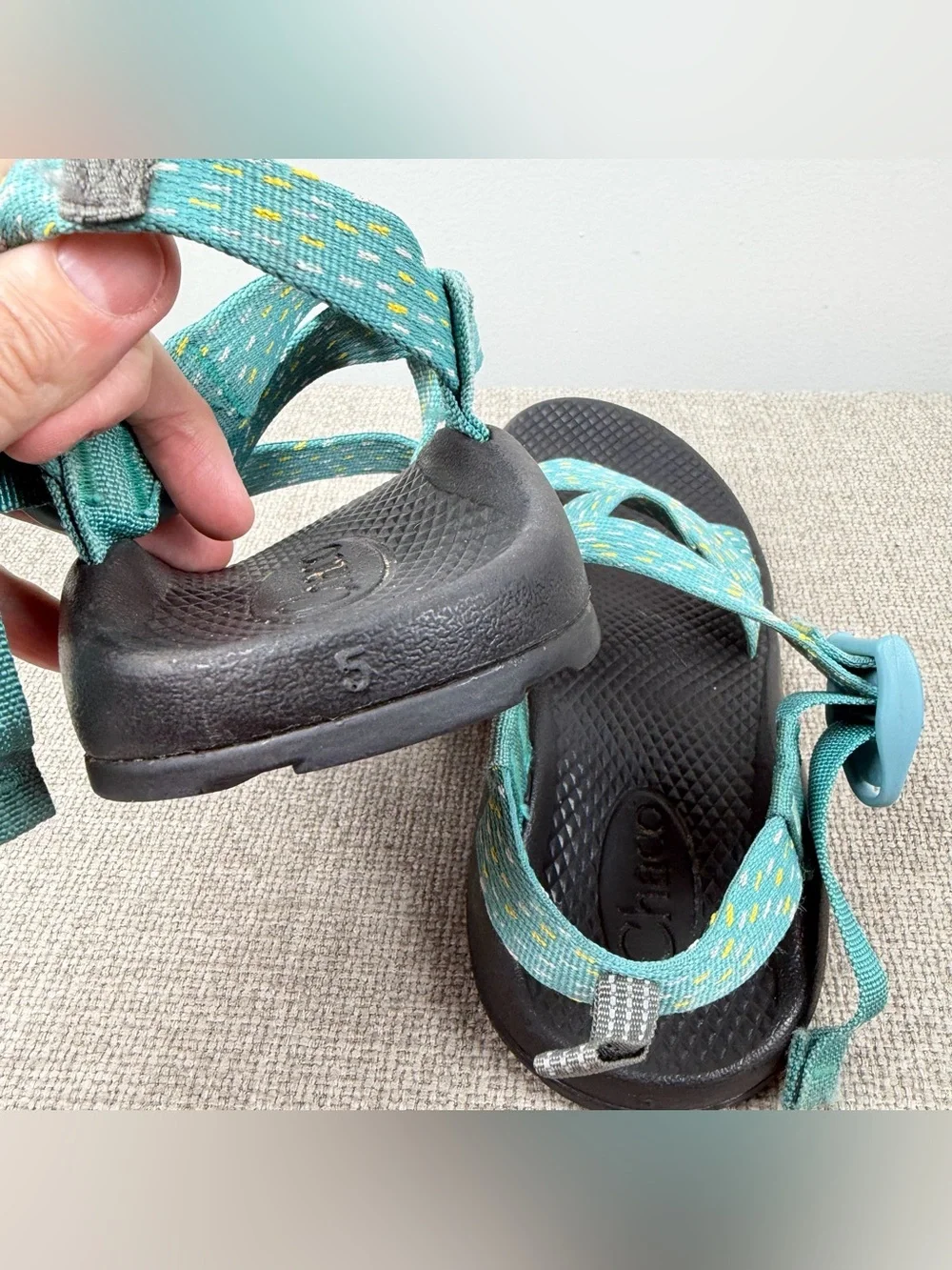 CHACO KID'S Z/1 ECOTREAD SANDALS Clip Aqua Teal Strappy Outdoors Hiking Size 5